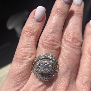 European Cut Diamond Ring w/Guard!